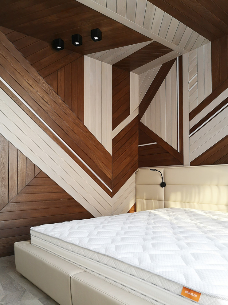 Фото готового интерьера. Второй этаж загородного дома, пространство спален в дом