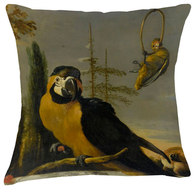 Velvet Tableau Cushion, Macaw
