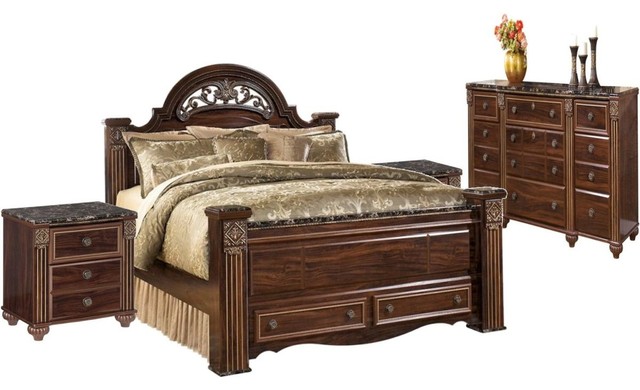 Ashley Gabriela 4 Piece Poster Bedroom Set With Storage King