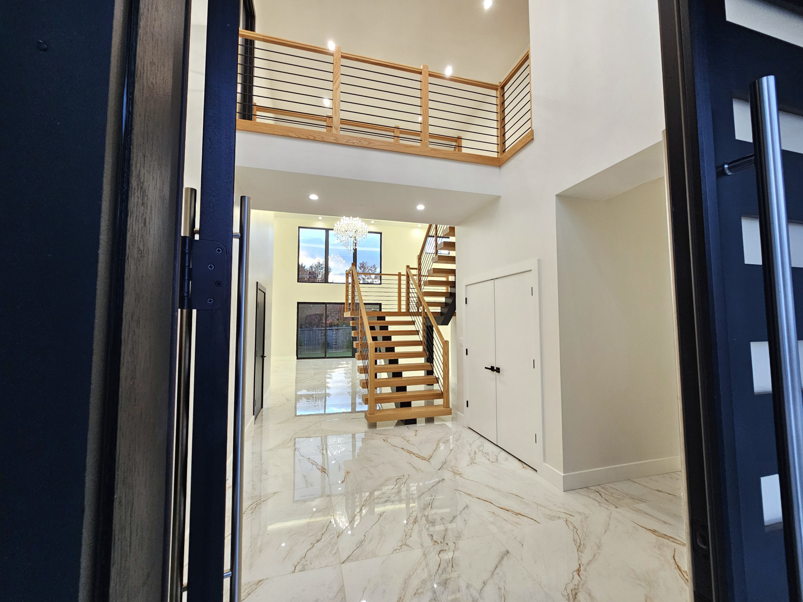 143_Modern Floating Red Oak and Metal Staircase, Sterling, VA