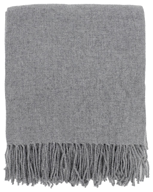 Classic Plain Wool Blend Woven Tassels Throw Blanket 50" x 60