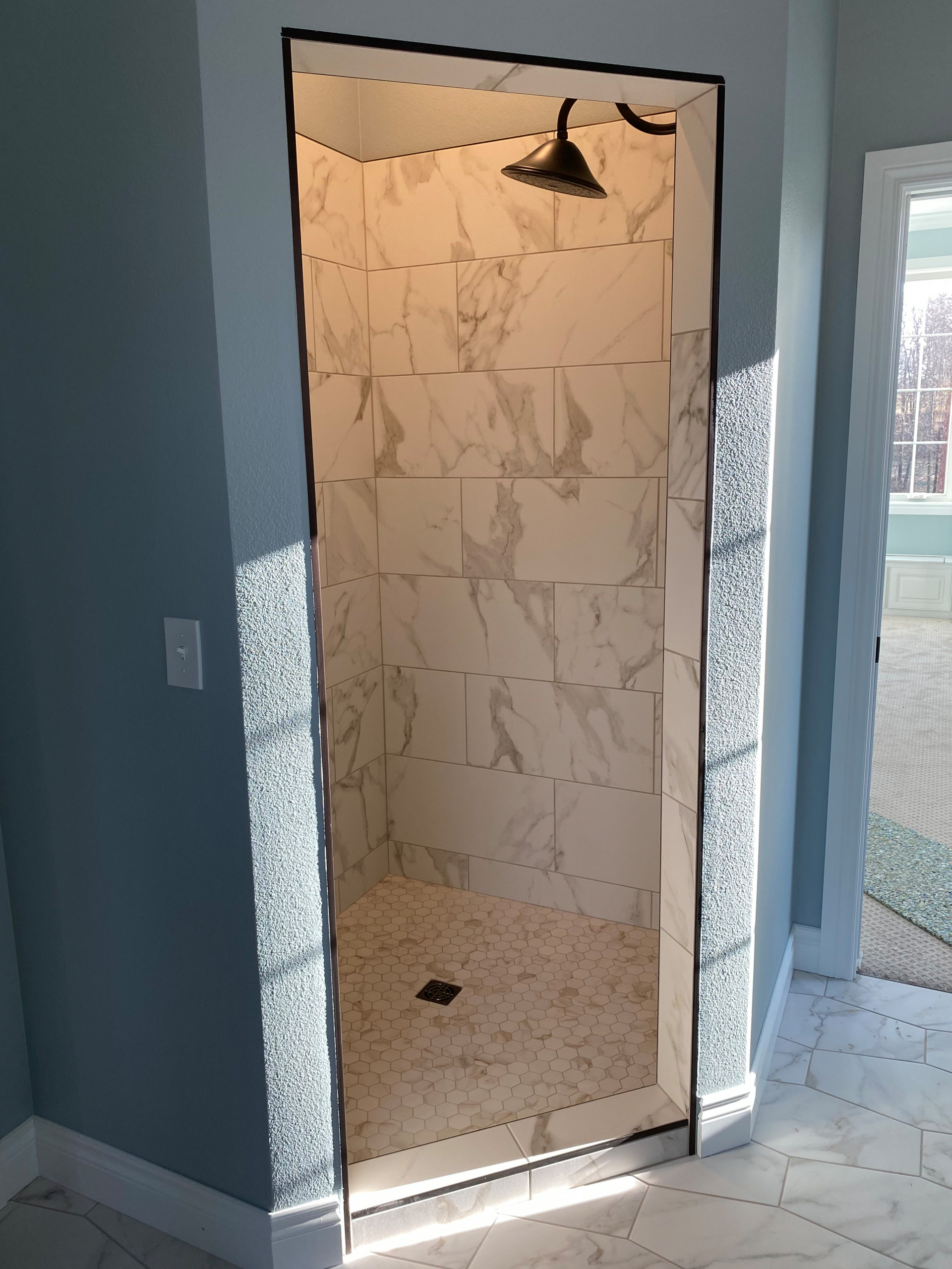 Custom tile master bath shower