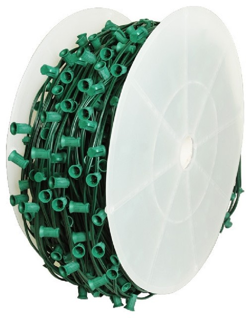 C9 Light Spool, 1000' Length, 12" Spacing, Green Wire