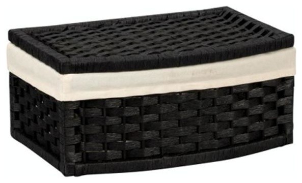 Home Essentials Curved Lined Basket With Lid, Black
