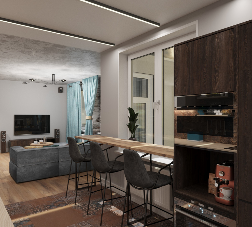 Кухня-гостиная в стиле лофт