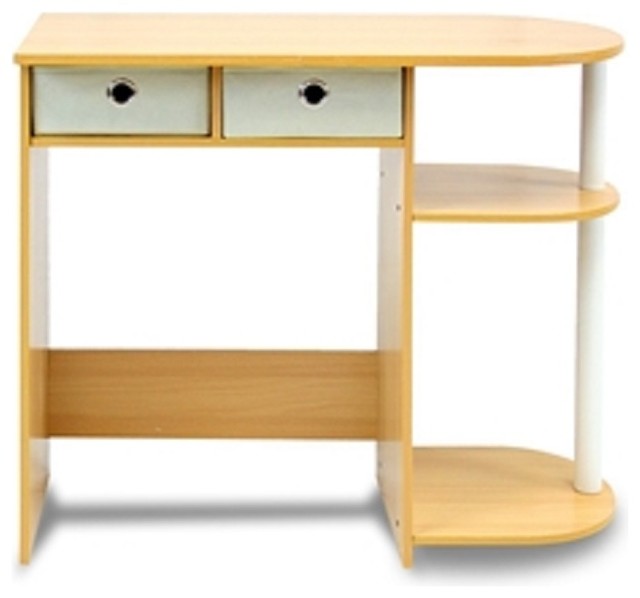 Home Office Laptop Computer Desk Table Beech Ivory Contemporary