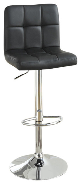 Benzara BM167105 Gas Lift Armless Chair Style Bar Stool Black & Silver, Set of 2