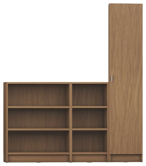 3 Piece Bookcase 12 Wide And Narrow Shelves With 1 Door 3 Piece Bookcase 12 Wide And Narrow Shelves With 1 Door Maple Cream Contemporary Bookcases By Virventures