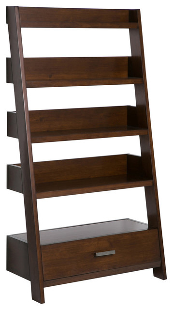 Deanna Solid Wood 66 X36 Contemporary Ladder Shelf Transitional