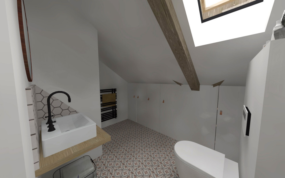 Aménagement des combles d'une maison de plein pied, option 1 la salle de bain