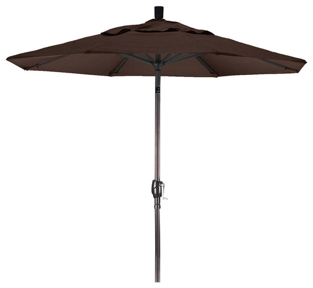 7.5 Foot Sunbrella Aluminum Crank Lift Push Tilt Patio Umbrella, Bronze Pole