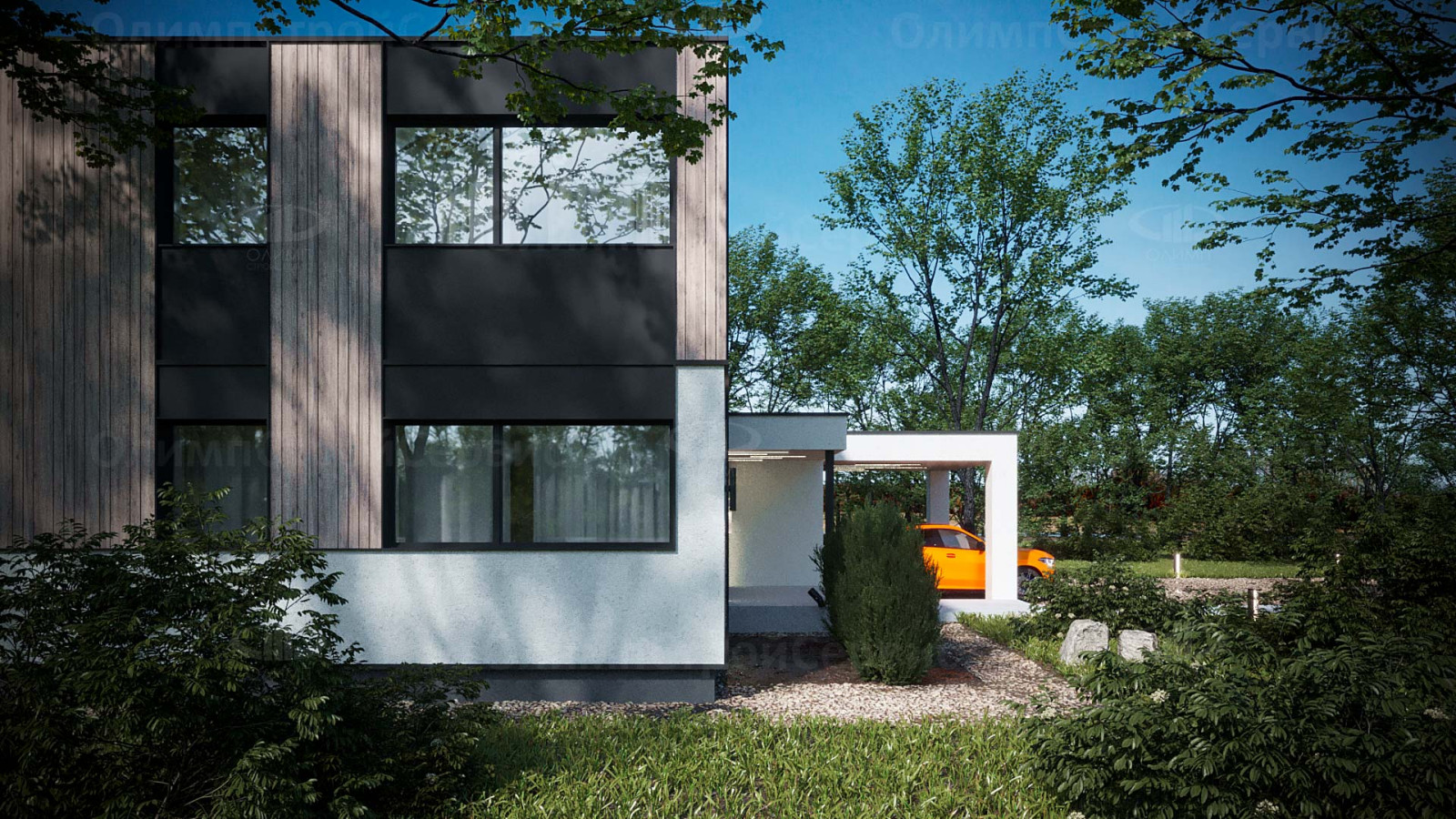 Современный дом «Истон» с плоской крышей