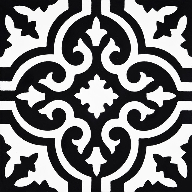 Argana Handmade Cement Tile Black, Black And White Cement Tile