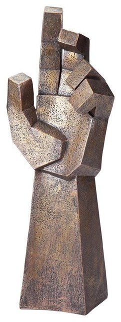 Freedom Rising Modern Cubist Hand Statue, Contemporary And Modern