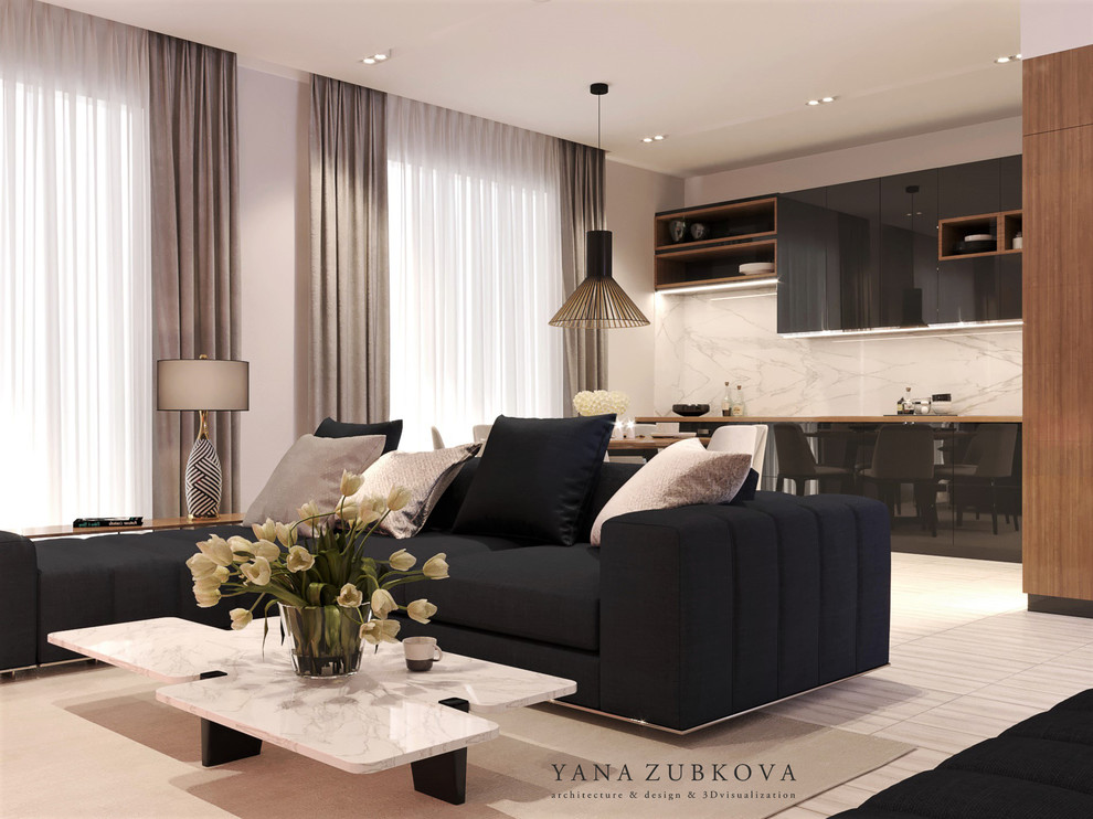 Дизайн кухни-гостиной