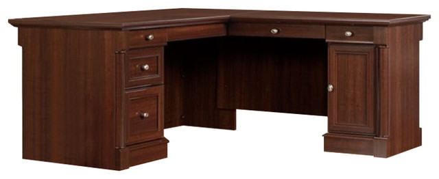 Bowery Hill L Shaped Computer Desk In Cherry Traditional Desks