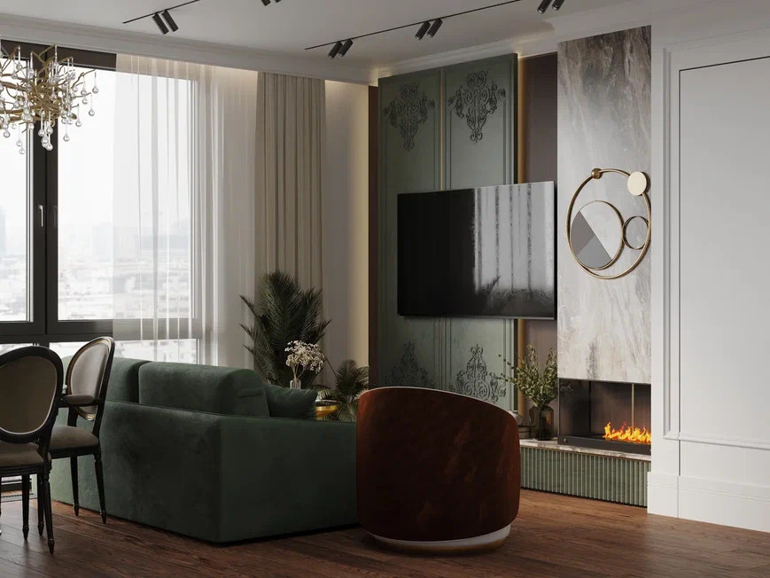 Квартира бизнес класса 90 м² в стиле неоклассика