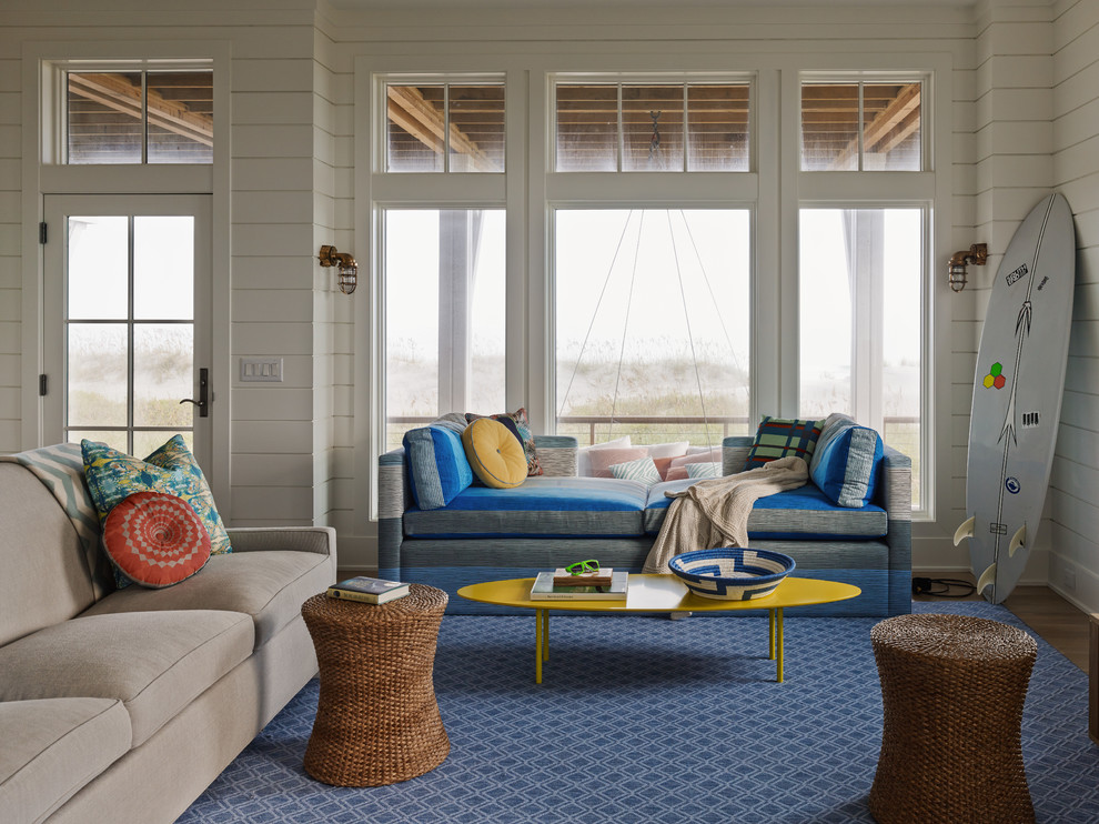 Inspiration for a beach style living room in Minneapolis.