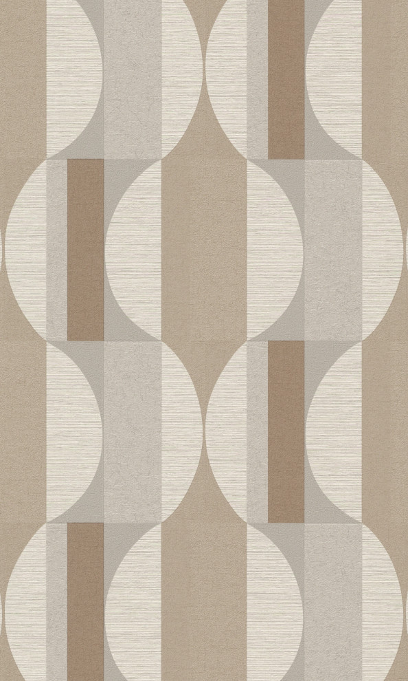 Geometric all-over Printed Wallpaper, Taupe, Double Roll