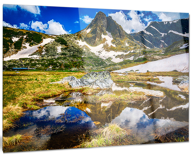 "Stunning Mountains in Rila Lakes District" Metal Wall Art, 28"x12" Contemporary Metal Wall