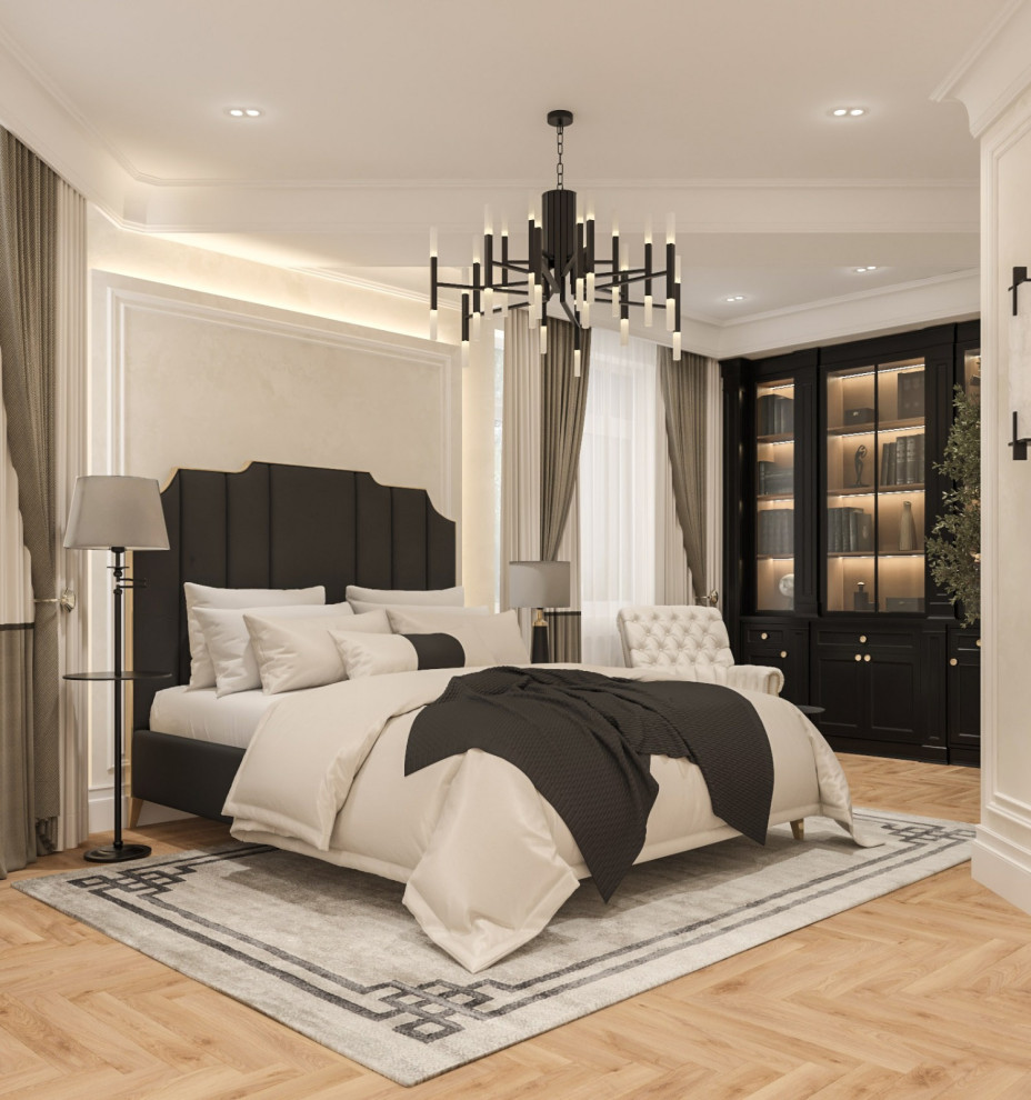 Интерьер мужской мастер - спальни . Таунхаус КП "Образцово"