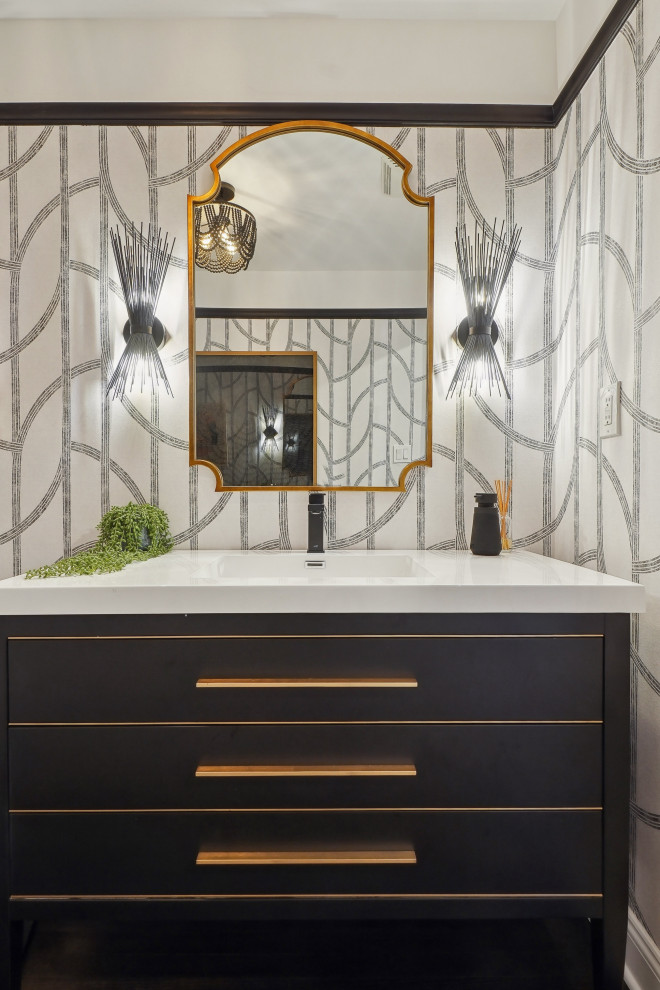 Inspiration for a transitional powder room remodel in New York