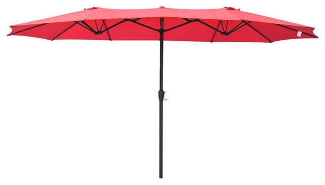 Yescom 14' Double-sided Twin Patio Umbrella Sun Shade Crank Outdoor Red