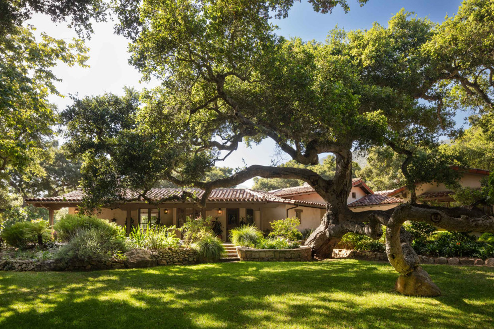 Mediterranean exterior home idea in Santa Barbara
