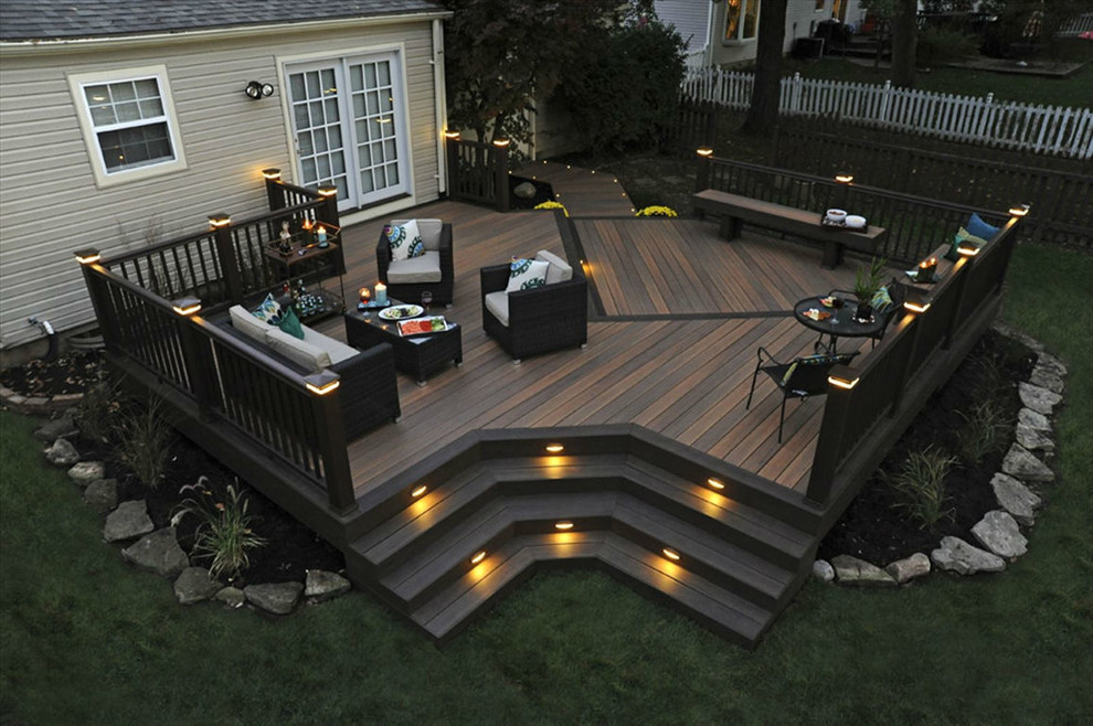 Deck - large transitional backyard deck idea with no cover