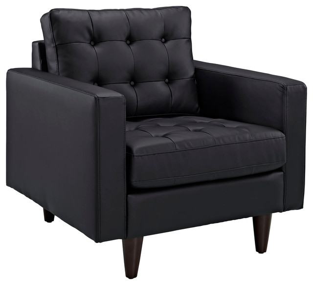 Modern Contemporary Living Room Leather Armchair Black Contemporary