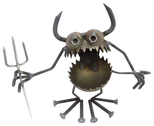 Sugarpost Gnome Be Gone Dirt Devil w/ Horns & Tail Welded Metal Art