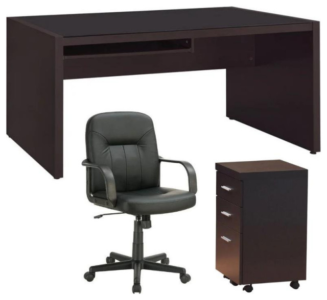 Home Square 3 Piece Set with Computer Desk Office Chair & Mobile File