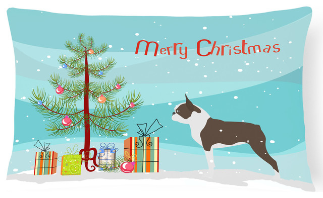 boston terrier merry christmas tree canvas fabric decorative pillow - Boston Terrier Outdoor Christmas Decoration boston terrier merry christmas tree canvas fabric decorative pillow - Boston Terrier Outdoor Christmas Decoration