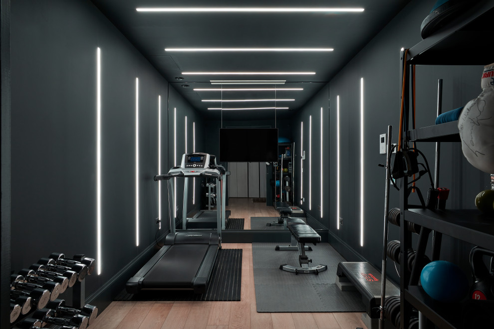 Contemporary home gym in London.