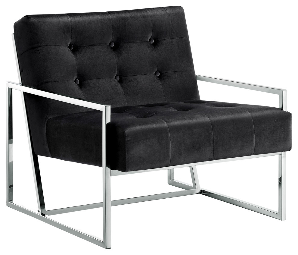 Alexis Chrome Accent Chair Contemporary Armchairs And Accent Chairs