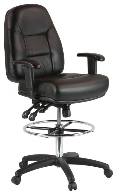 Harwick Premium Leather Drafting Chair With Arms Contemporary Office Chairs By Furniture Houzz Harwick Premium Leather Drafting Chair, Drafting Chair With Arms