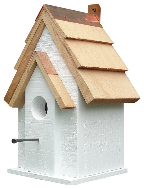 Rustic Cabin Birdhouse, White