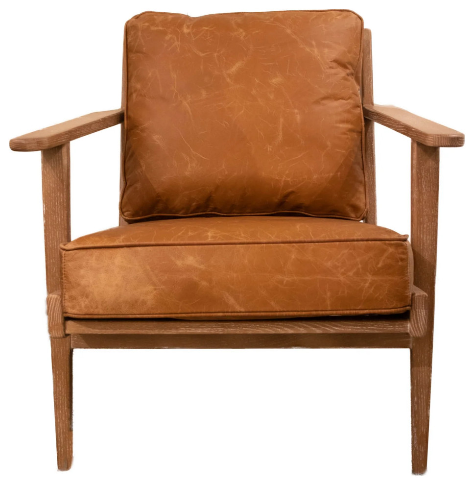 Junior Arm Chair Camel Brown Leather Midcentury Armchairs And