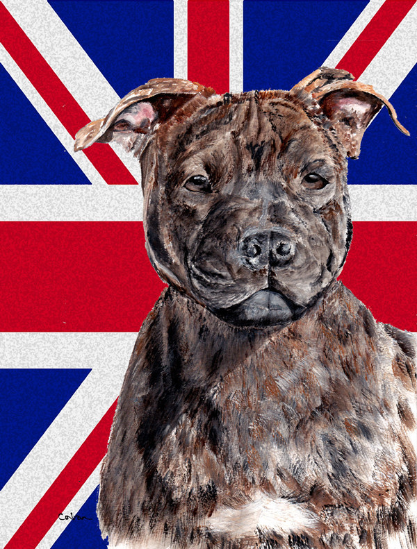 Staffordshire Bull Terrier Staffie With English Union Jack British Flag ...