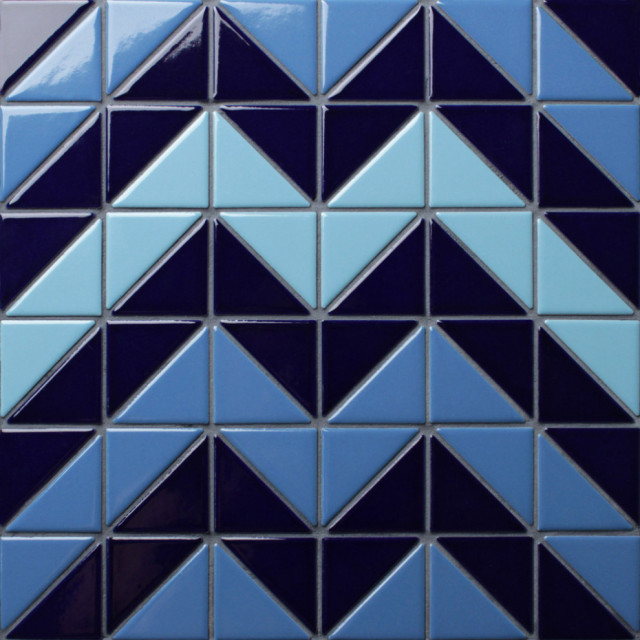 Tri Wave Porcelain Mosaic Floor and Wall Tile, Santorini Mix