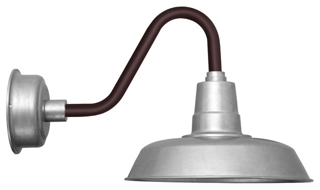 Oldage Rustic Led Barn Light Galvanized Silver With Mahogany