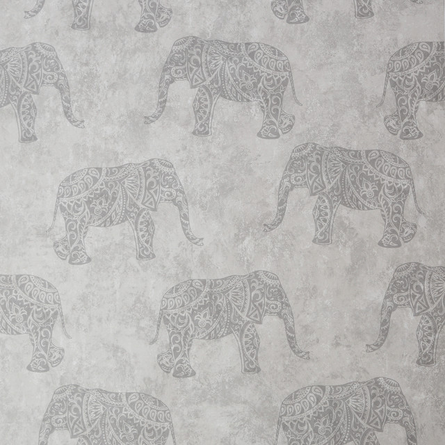 Moroccan Elephants Natural Wallpaper