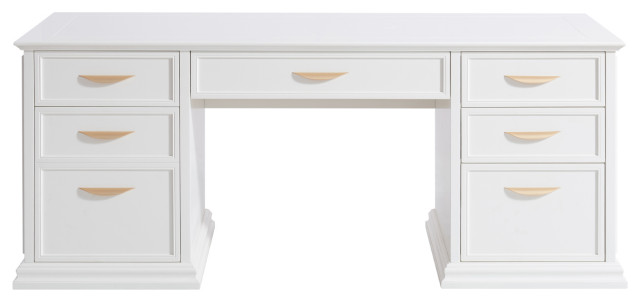 double pedestal white desk