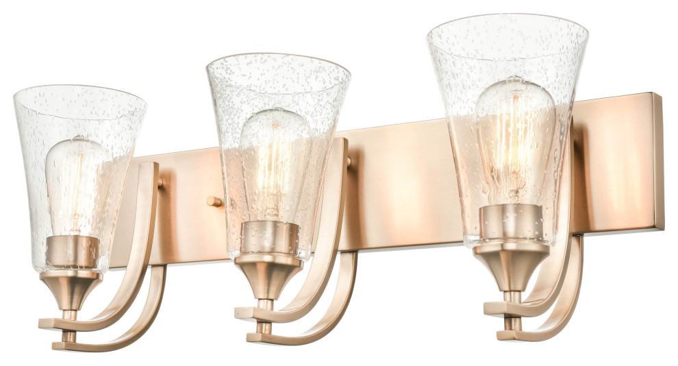 Natalie Collection 3 Light 24 in. Modern Gold Bathroom Vanity Light