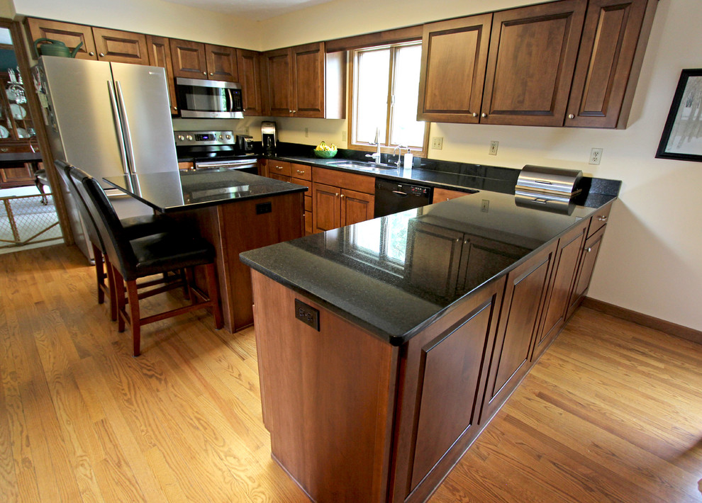 Maple Kitchen Cabinets with Black Pearl Granite Countertops ~ Copley