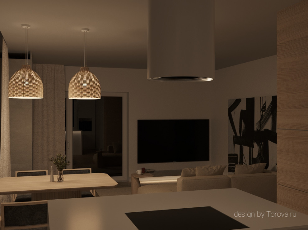 Кухня-гостиная в загородном доме