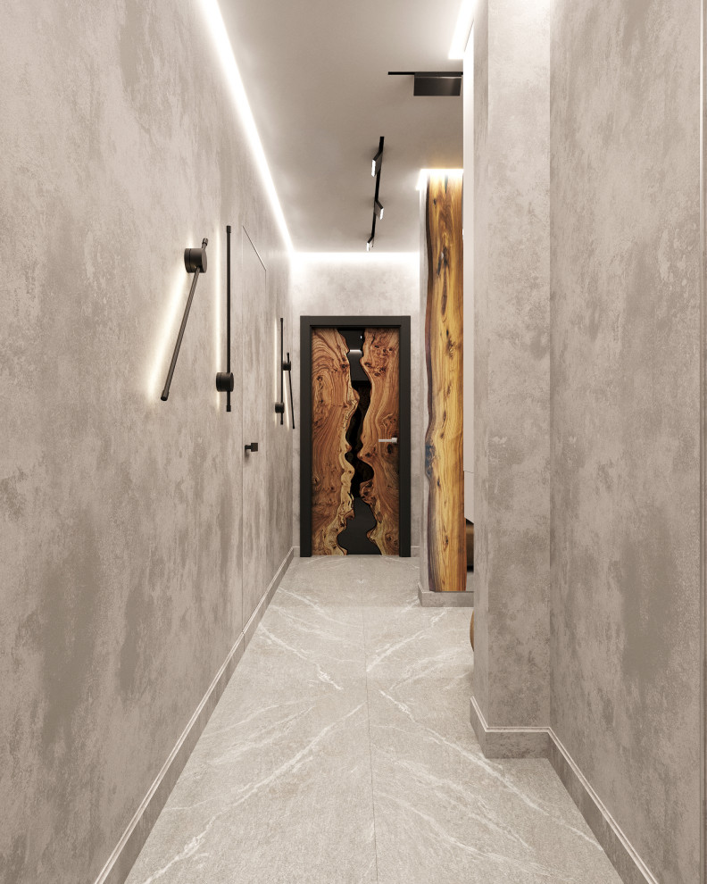 Трехкомнатная квартира для семьи из 4 человек с монохромным интерьером