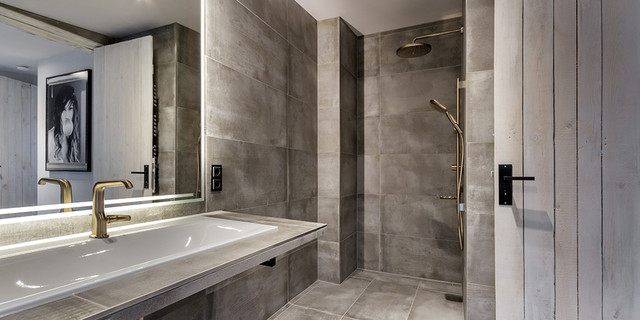 Bad mit Bodengleicher Dusche contemporain-salle-de-bain