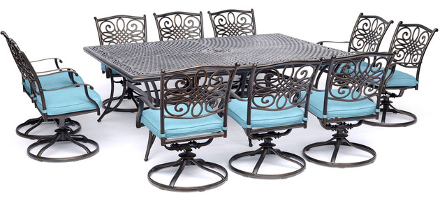 Traditions 11-Piece, 10 Swivel Rockers, 60x84" Cast Table