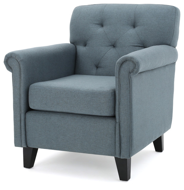 Ashton Tufted Back Fabric Club Chair Midcentury Armchairs And Ashton Tufted Back Fabric Club Chair Blue Gray